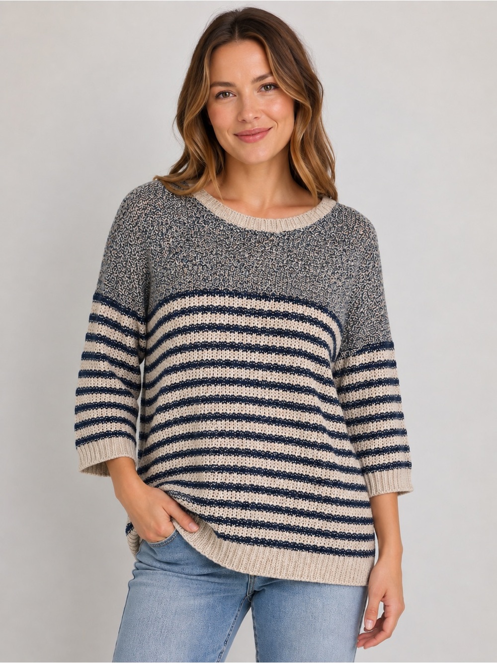 Coldwater Creek Demi Striped Pullover Sweater - Cotton/Linen Blend NWT - Size 1x